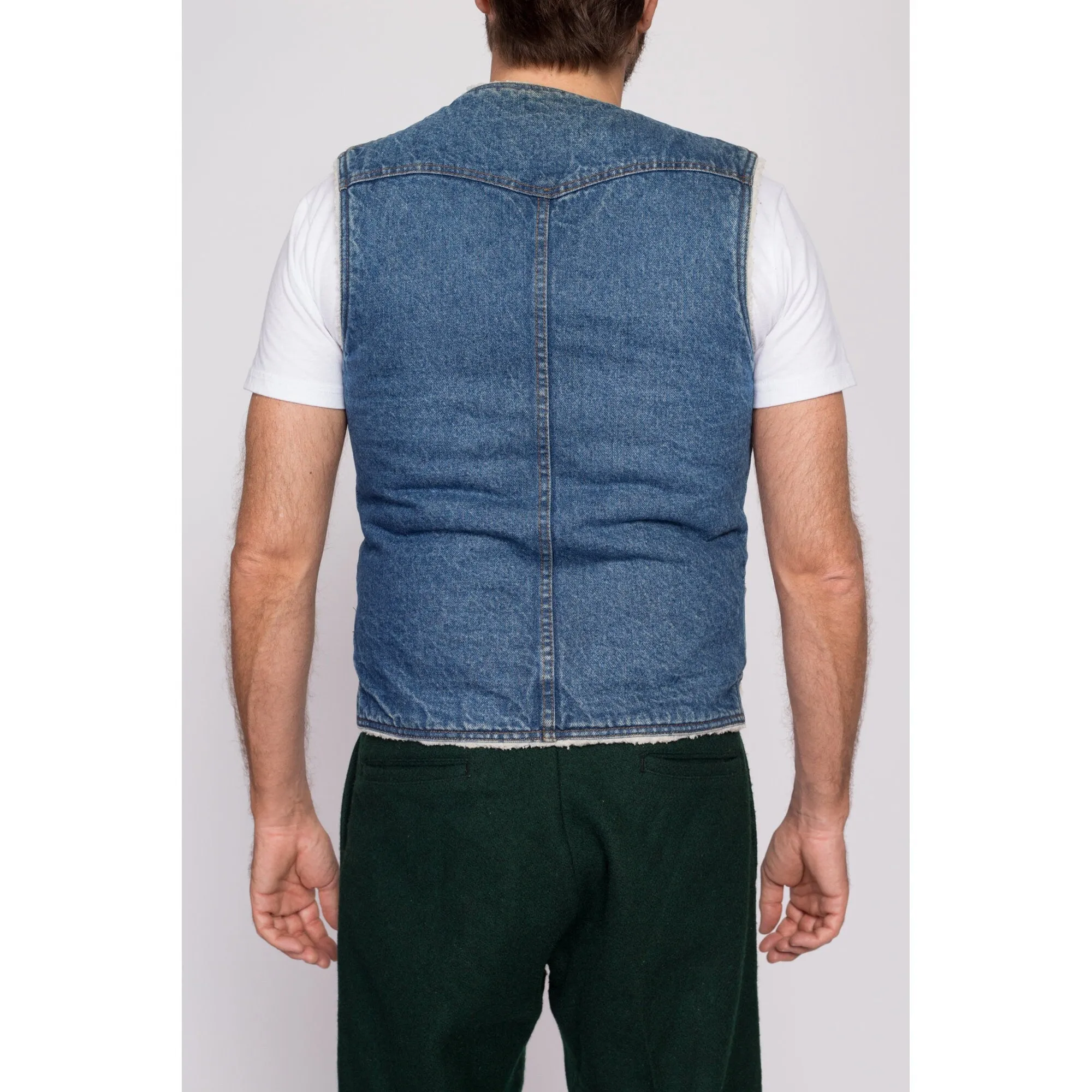 70s 80s Levis Denim Sherpa Vest - Men's Small