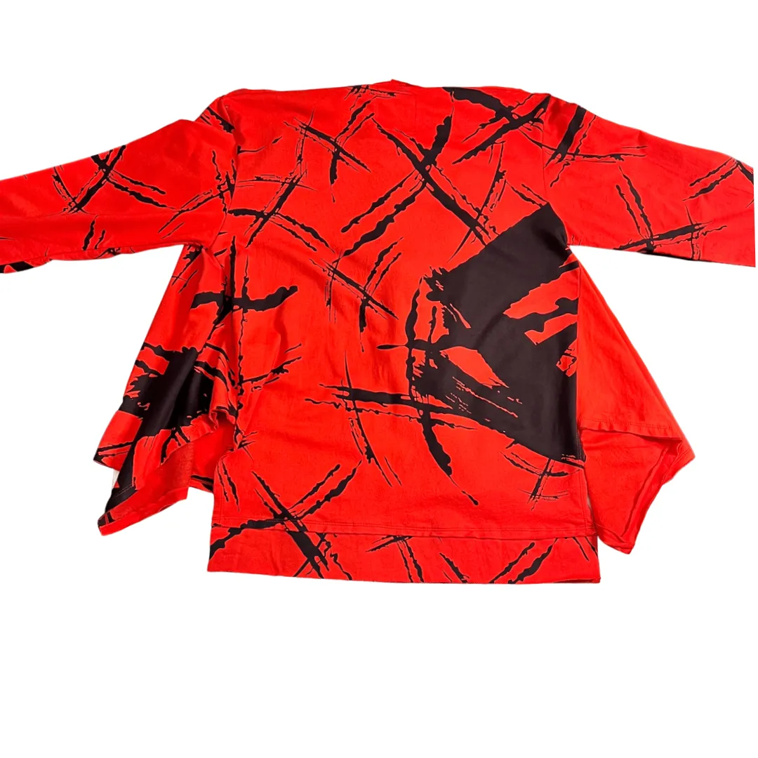 Abstract Hip Length Red Jacket