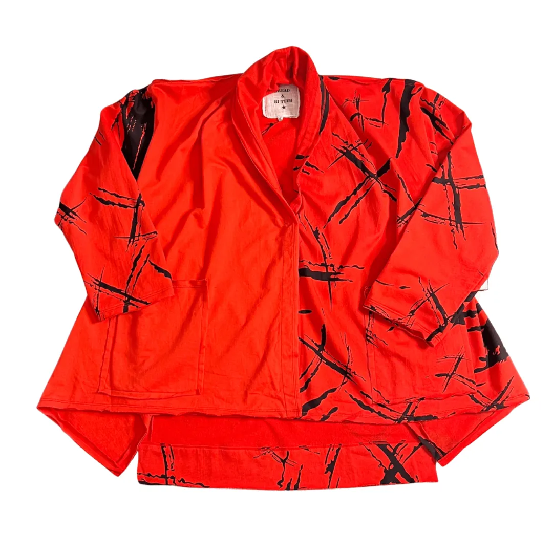 Abstract Hip Length Red Jacket