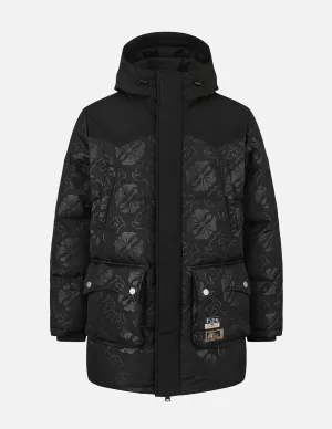 Allover Heat Seal Print and Logo Appliqué Regular Fit Down Coat