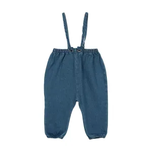 Analogie Blue Denim Bow Suspender Romper