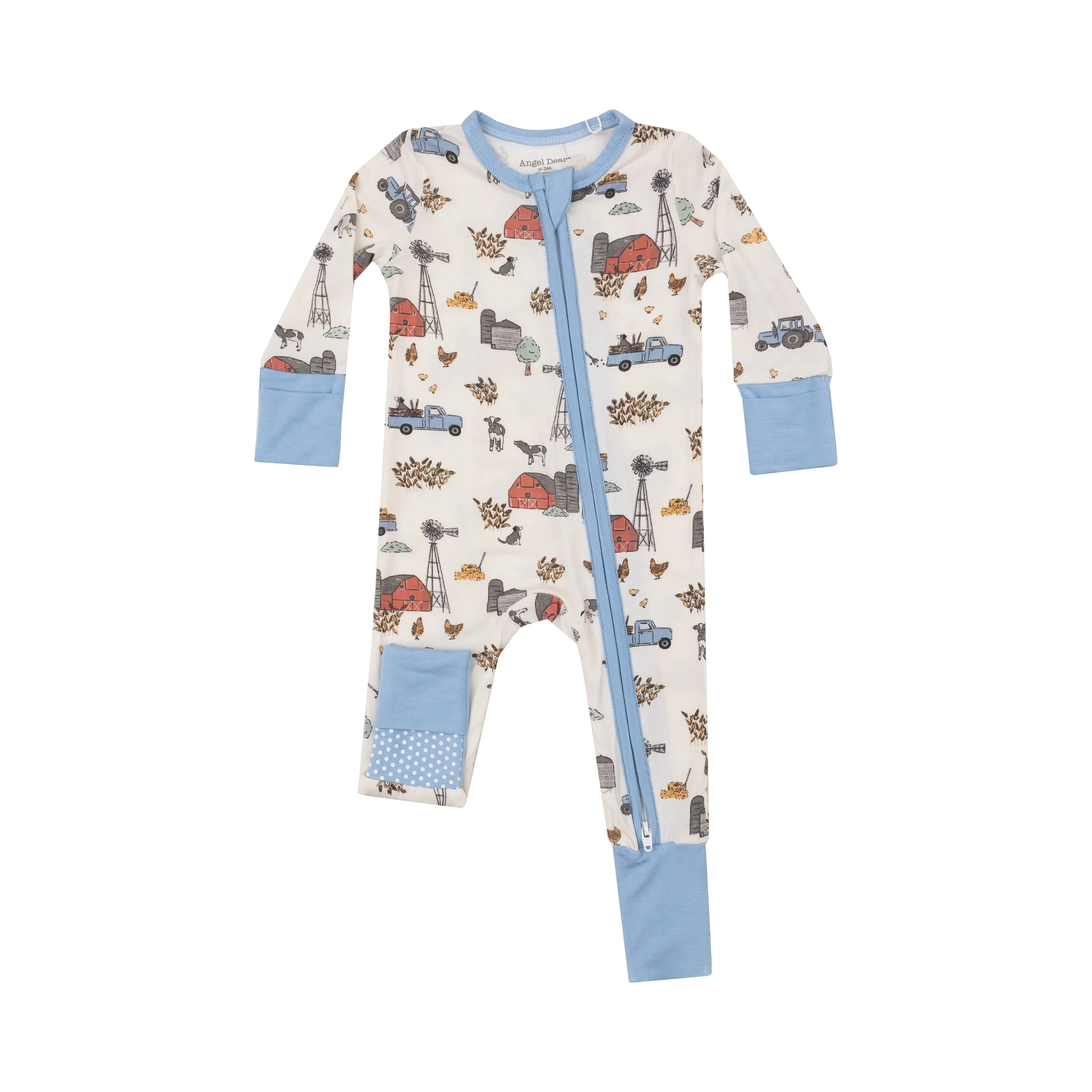 Angel Dear -2 way Zip Romper-Hay Farmer Blue