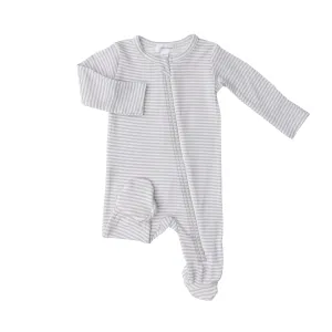 Angel Dear - Zipper Footie, Grey Stripe