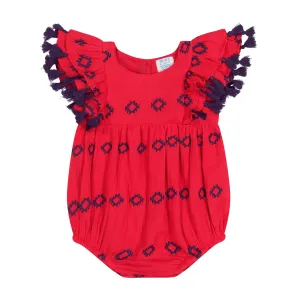 Anna Baby Romper Red Embroidery