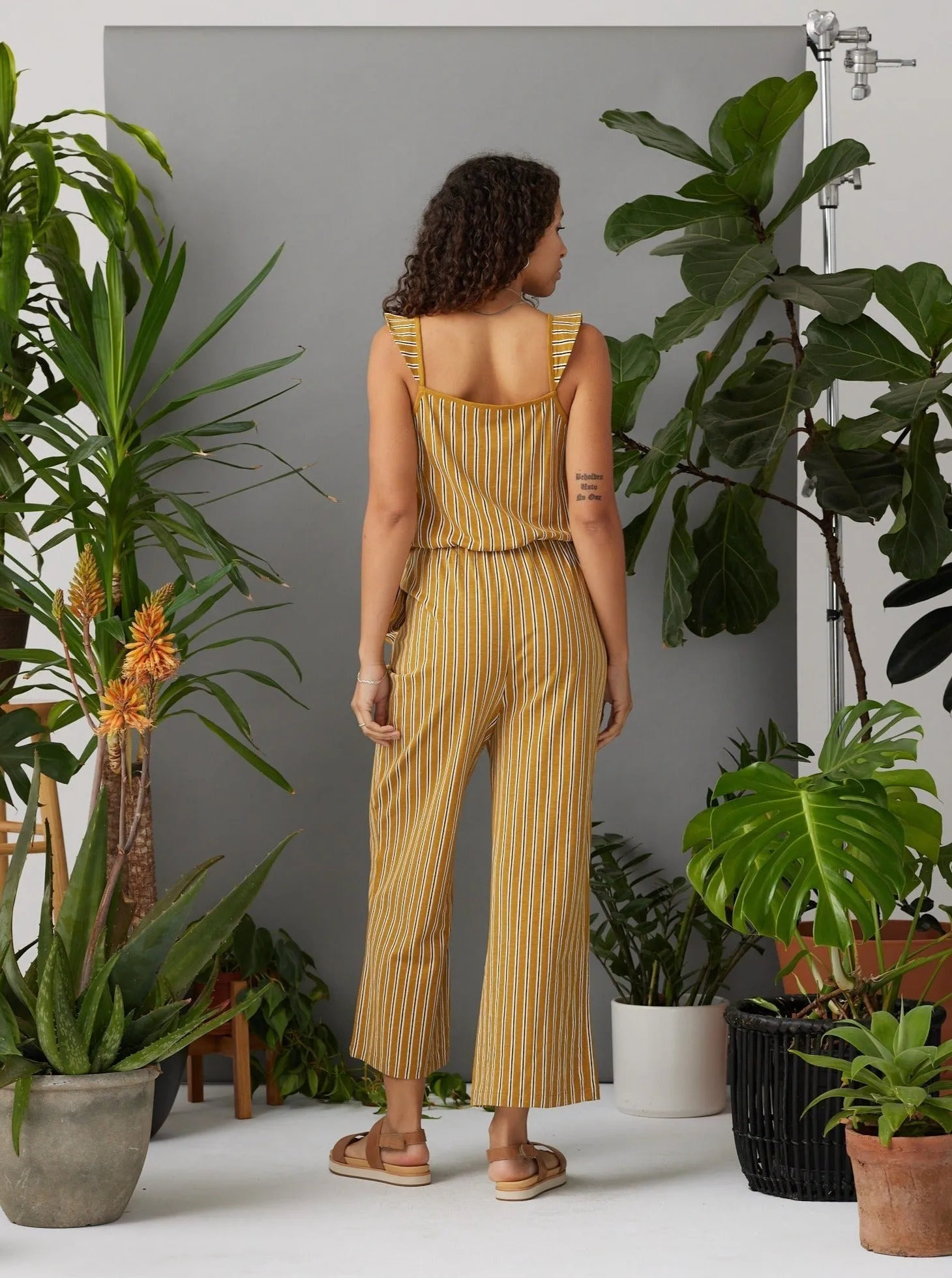 Archie Jumpsuit - Caramel Stripe