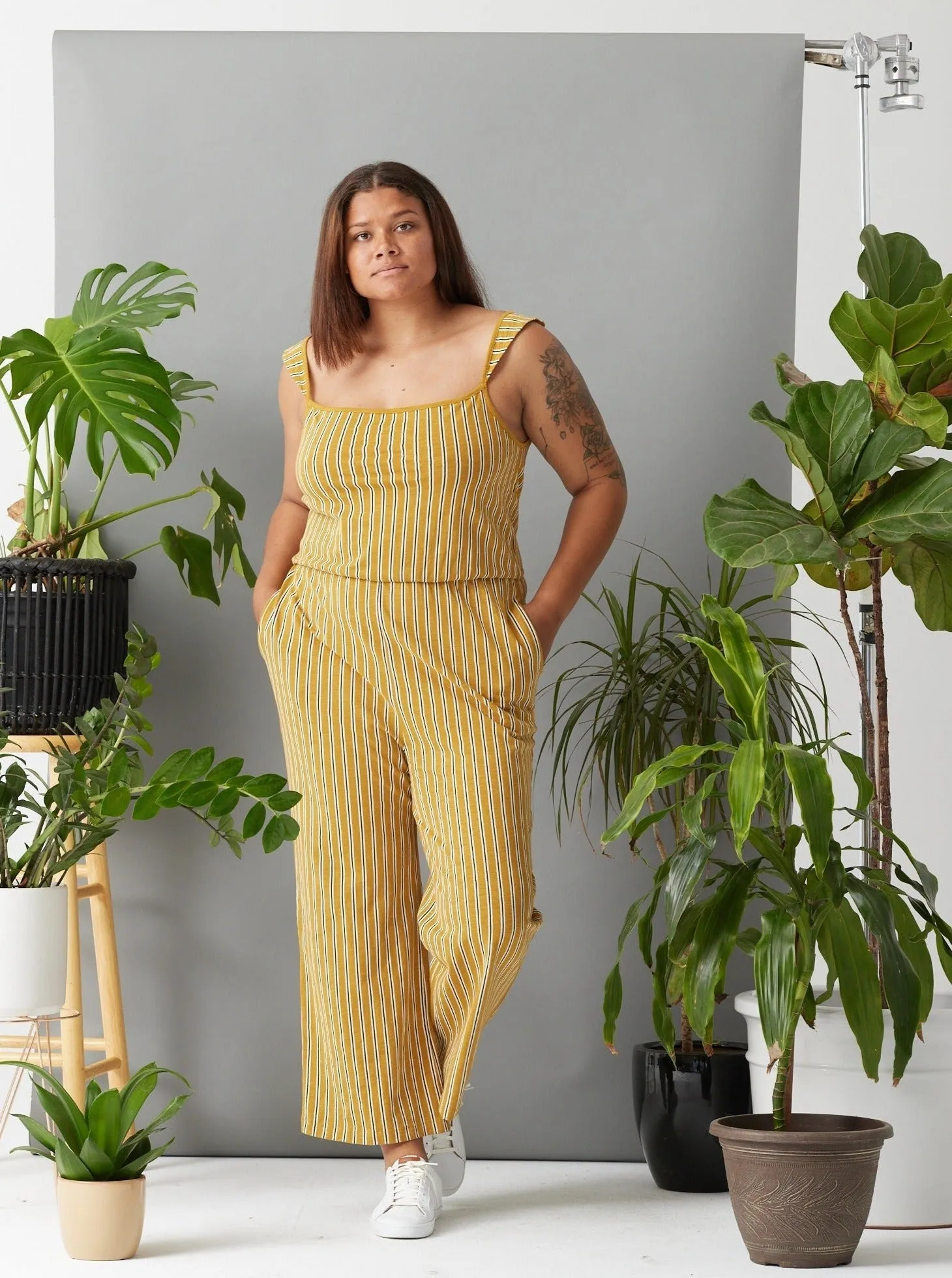 Archie Jumpsuit - Caramel Stripe