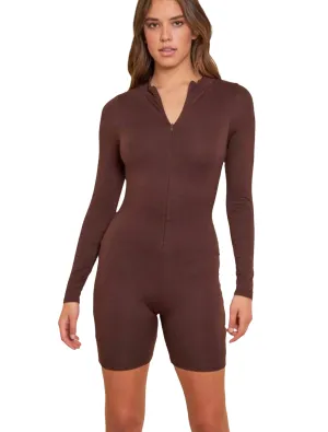 Aubrey Omori Brown Long Sleeve Jumpsuit