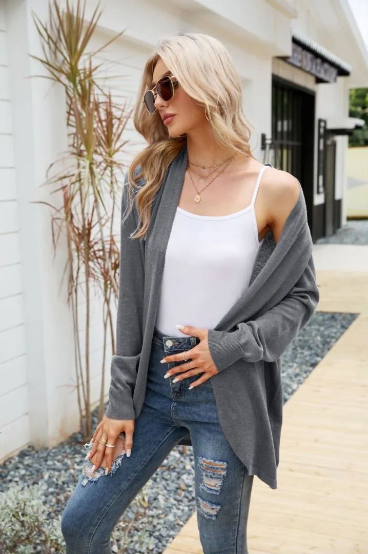 Autumn Outfits Plain Open Knit Cardigans