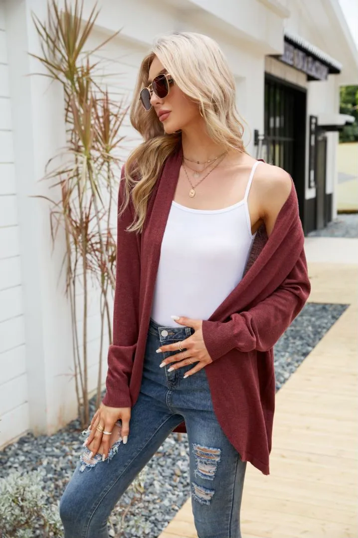 Autumn Outfits Plain Open Knit Cardigans