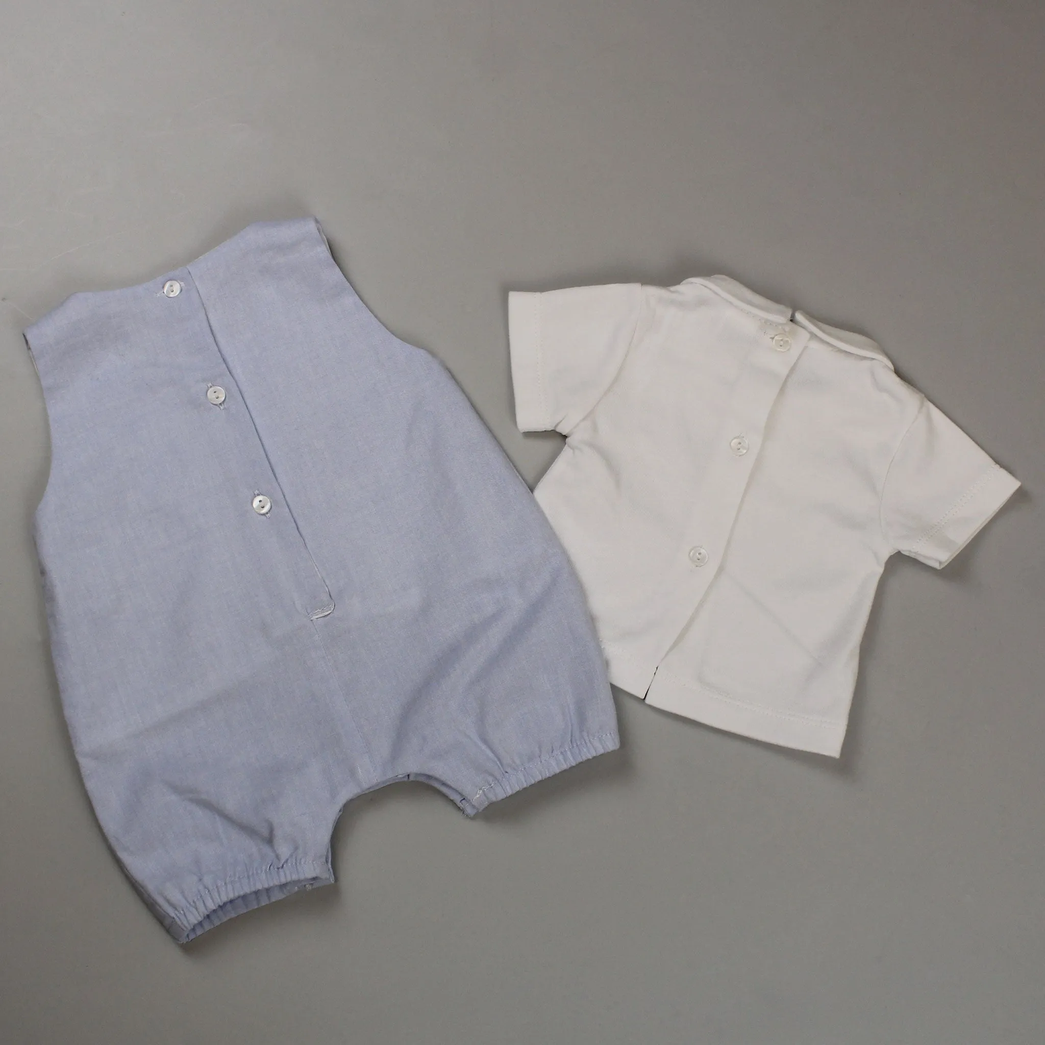 Baby Boys 2 Piece Outfit - Romper and White Shirt - Blue