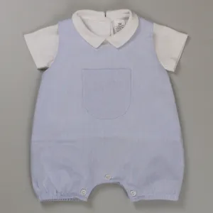 Baby Boys 2 Piece Outfit - Romper and White Shirt - Blue