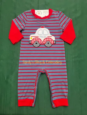 Baby Boys Appliquéd Police Car Romper