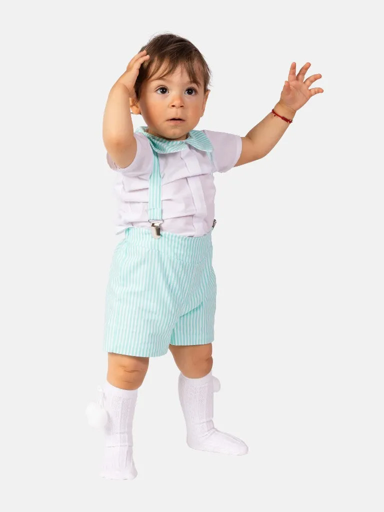 Baby Girl/Boy Carolina & Matias Collection Striped Spanish Bundle -Aqua Blue