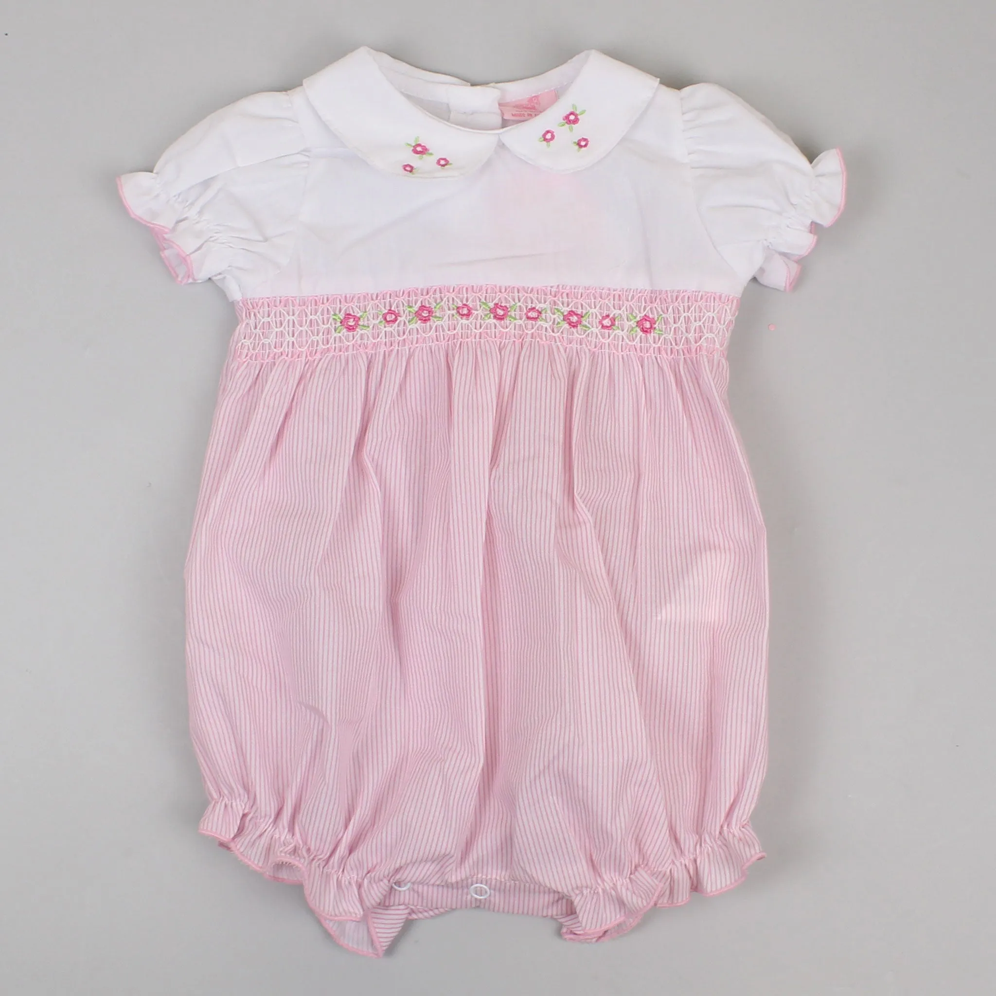 Baby Girls Pink Romper with Smocking