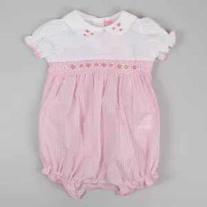 Baby Girls Pink Romper with Smocking