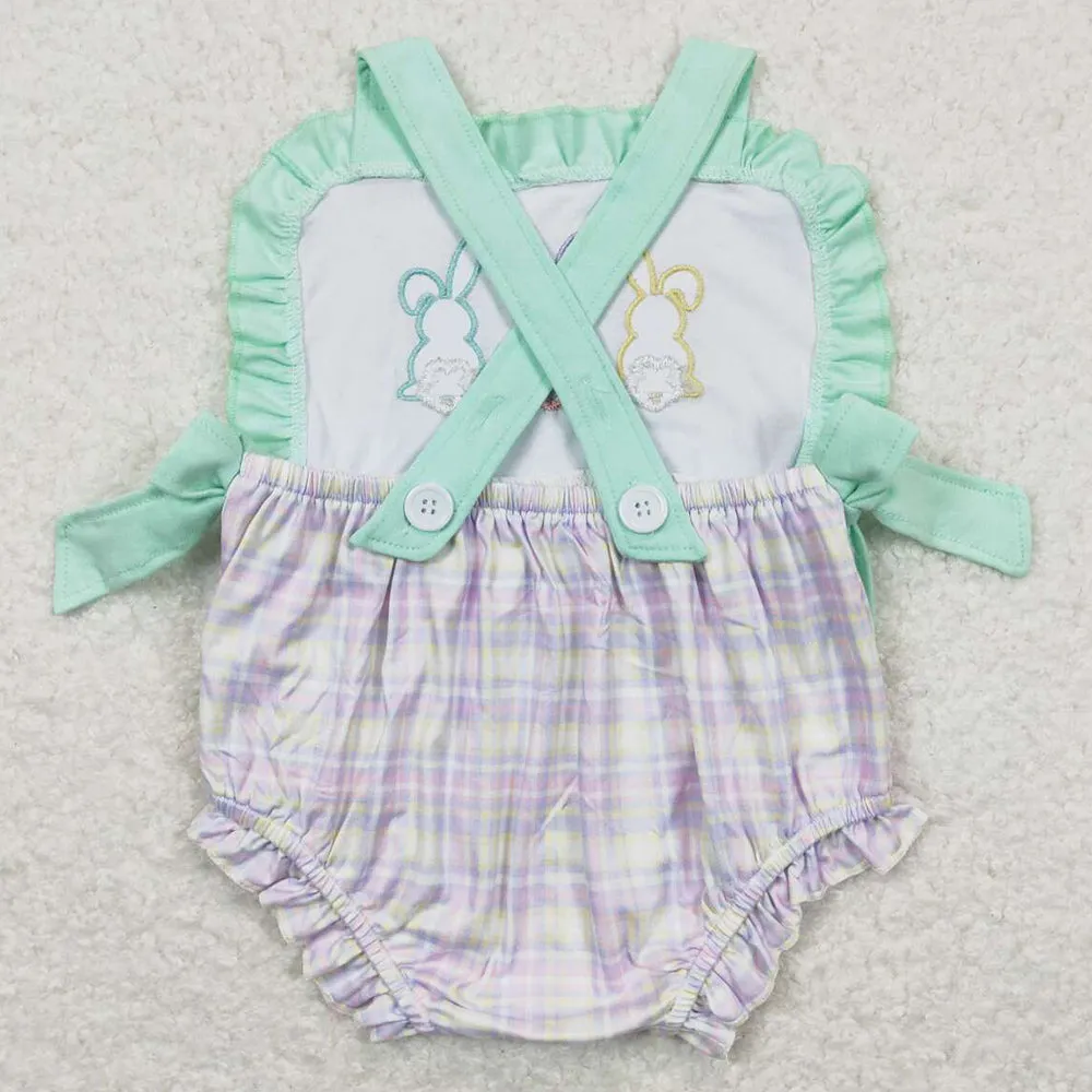 Baby Girls Romper Easter Rabbits Bows Straps Rompers SR0543