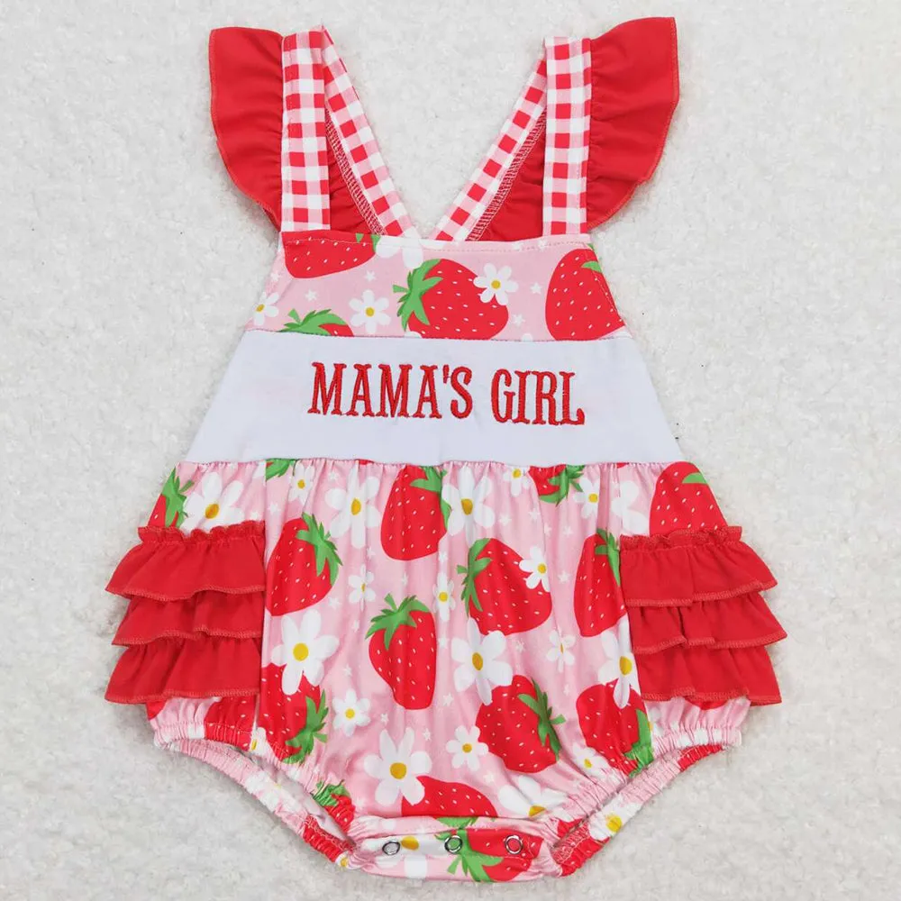 Baby Girls Romper Mama's Girl Red Strawberry Flowers Rompers SR1269