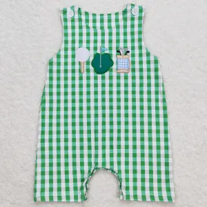 Baby Infant Boys Romper Green Checkered Golf Rompers SR0796