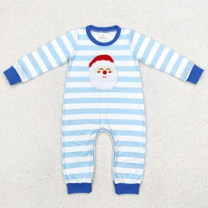 Baby Infant Boys Rompers Christmas Blue Stripes Santa Rompers LR1661