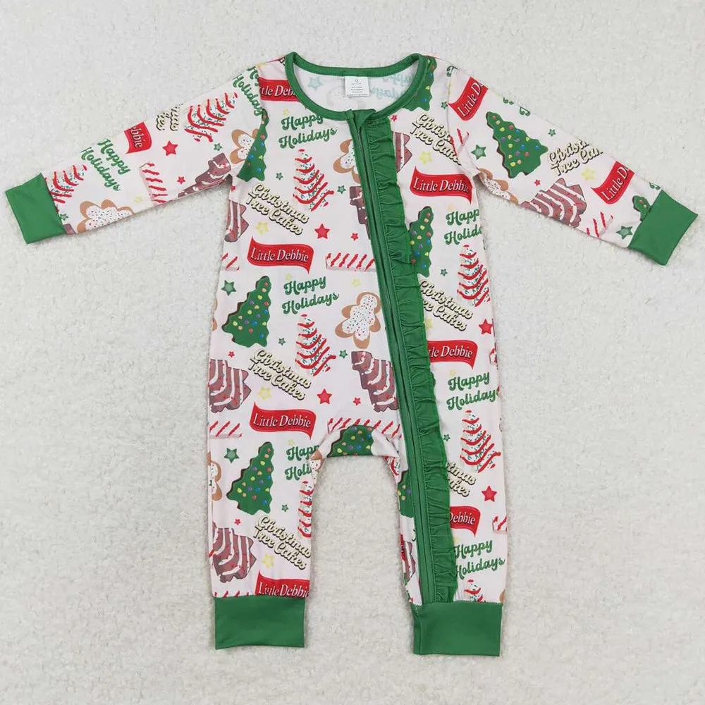 Baby Infant Boys Rompers Christmas Season Tree Zip Bamboo Sibling Rompers LR1056 LR1057