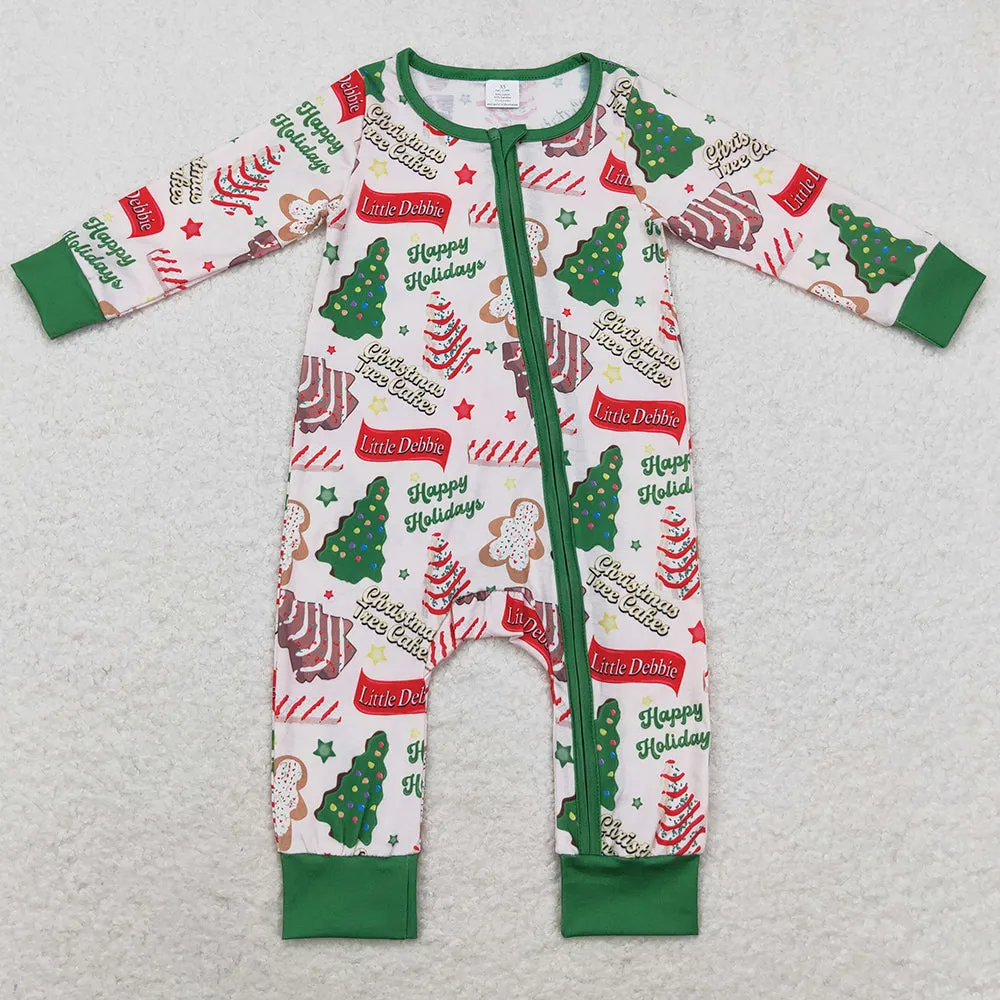 Baby Infant Boys Rompers Christmas Season Tree Zip Bamboo Sibling Rompers LR1056 LR1057