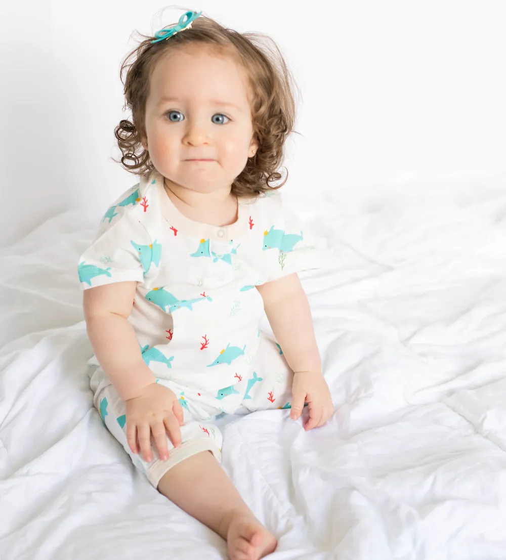 Baby Pattern Dolphin Pocket Romper