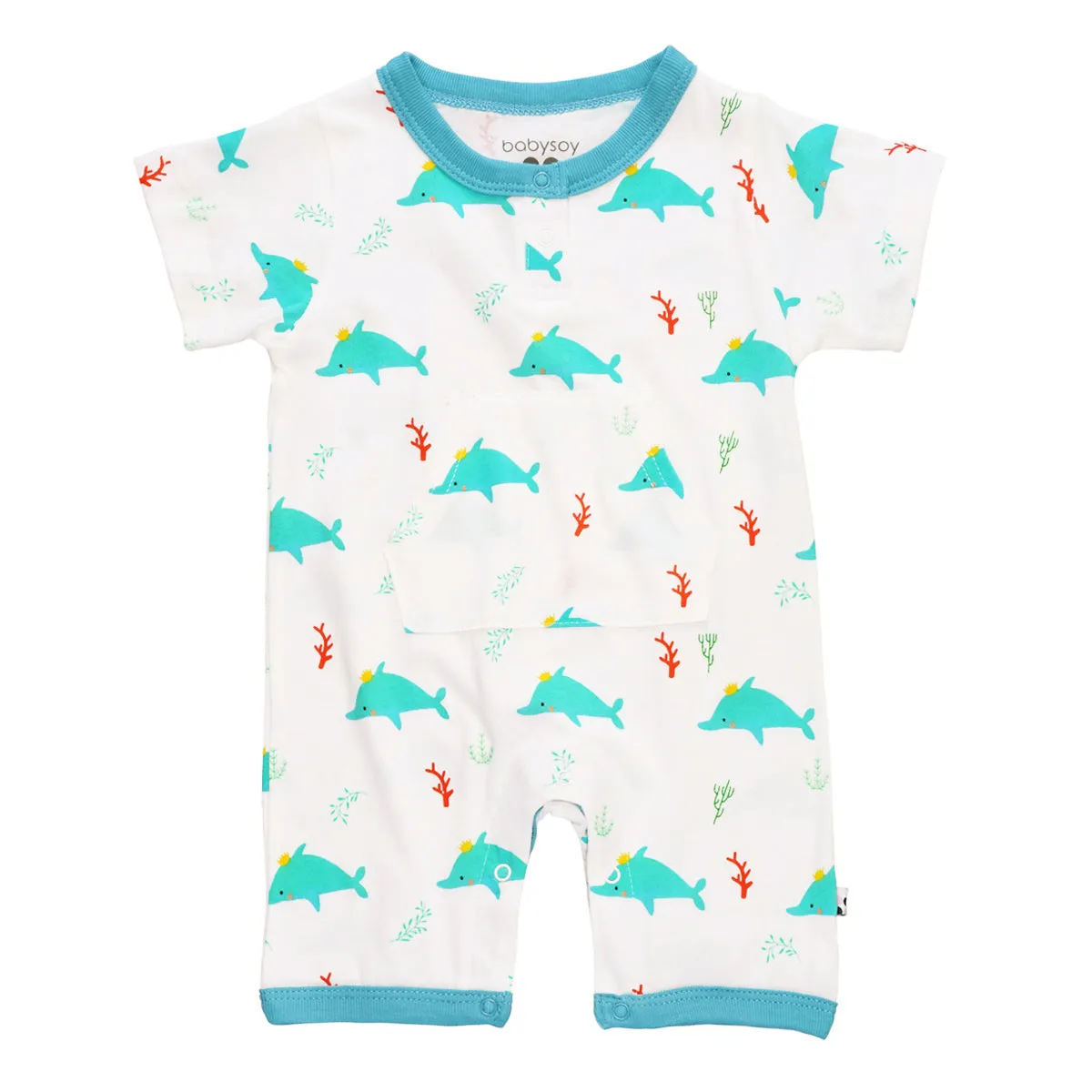 Baby Pattern Dolphin Pocket Romper