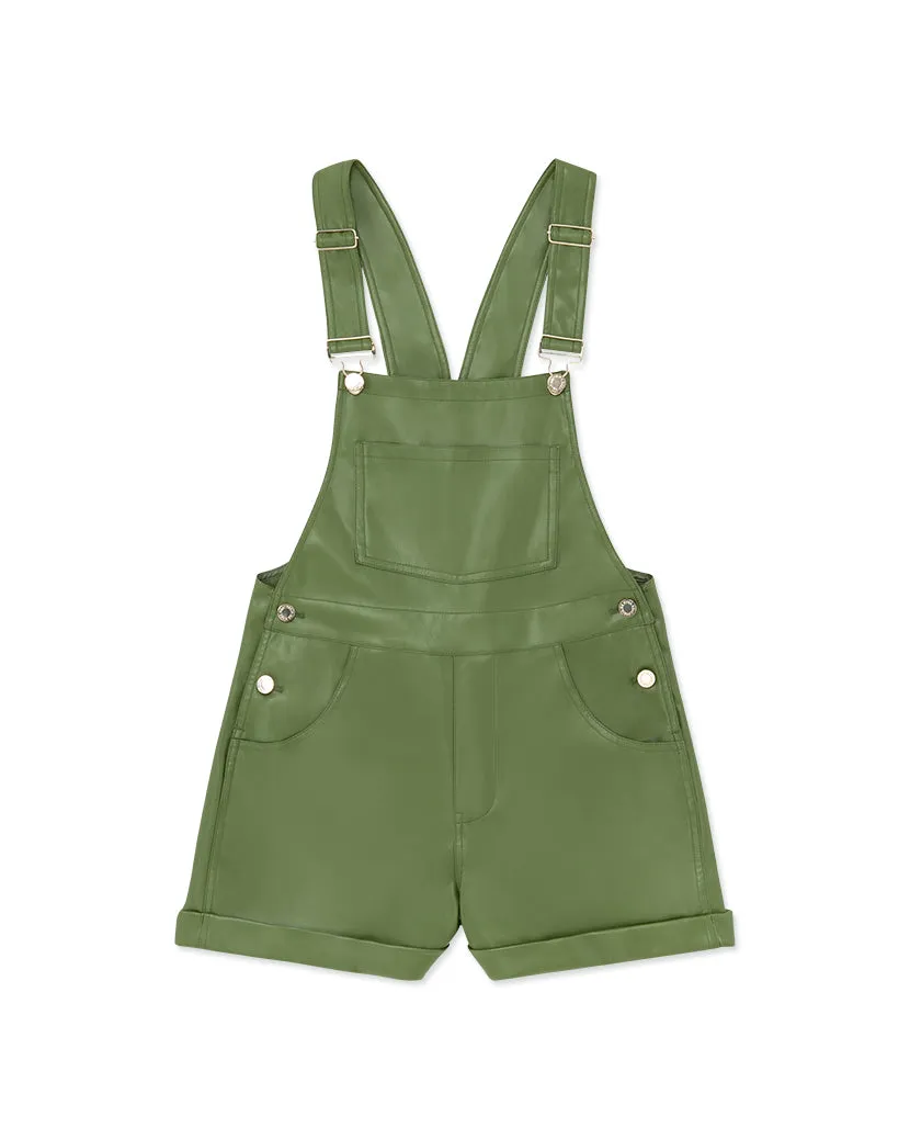 Basic Vegan Leather Short Overall