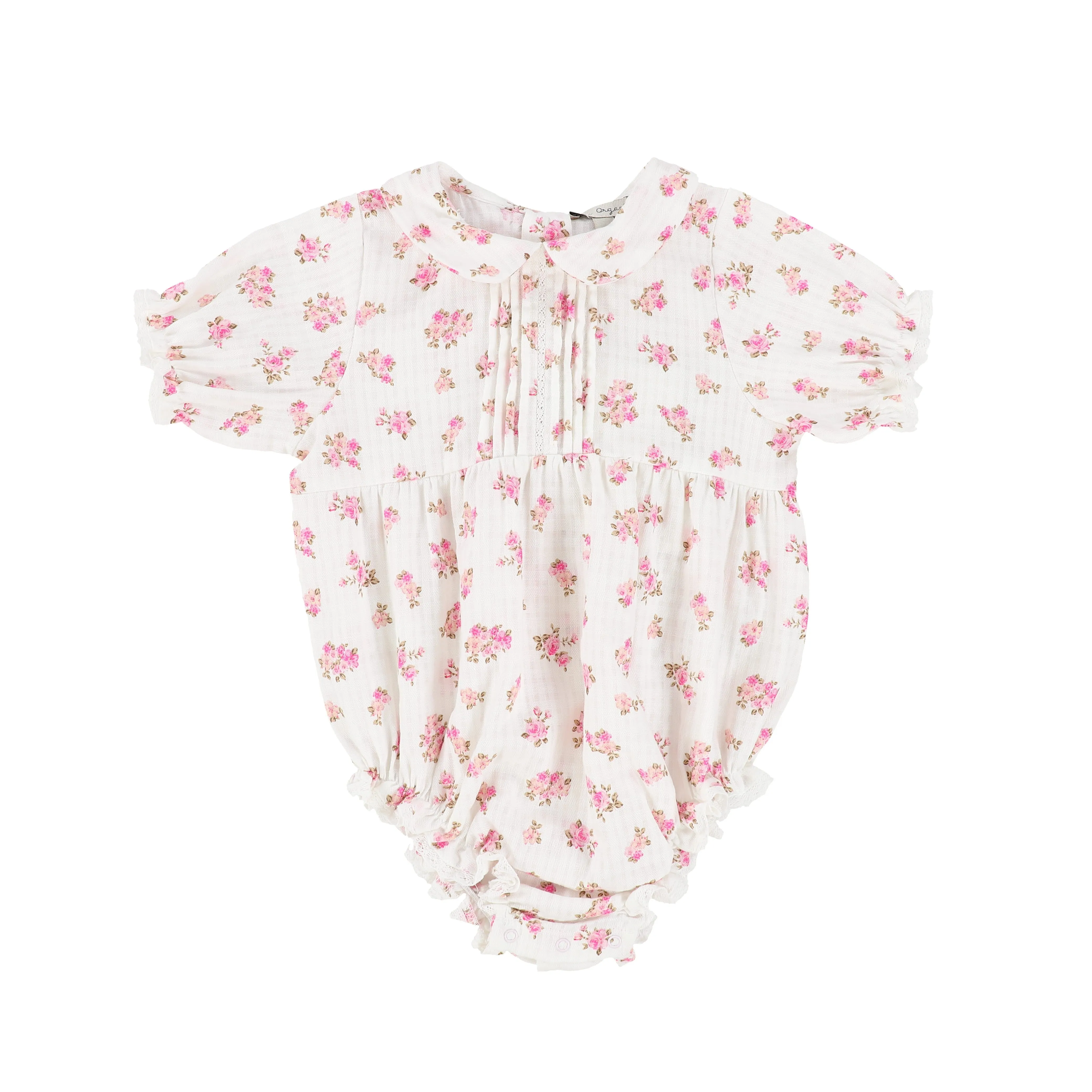 BEBE ORGANIC SOFT PINK FLORAL PETER PAN COLLAR ROMPER