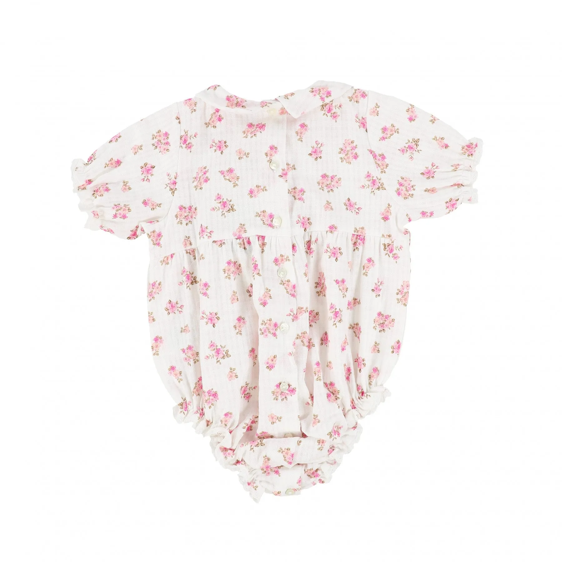 BEBE ORGANIC SOFT PINK FLORAL PETER PAN COLLAR ROMPER