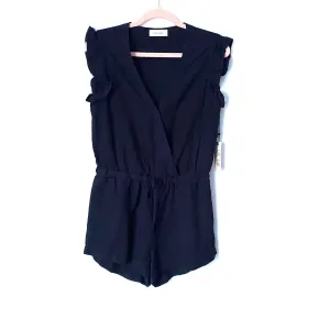 Bella Dahl Black Ruffle Sleeve Romper NWT- Size S