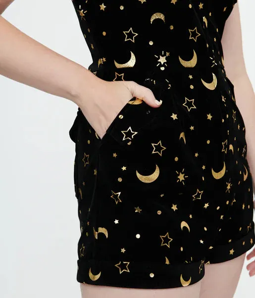 Black & Gold Moon Print Mia Romper