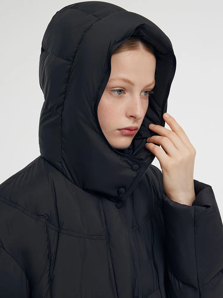 Black Hooded Goose Down Coat