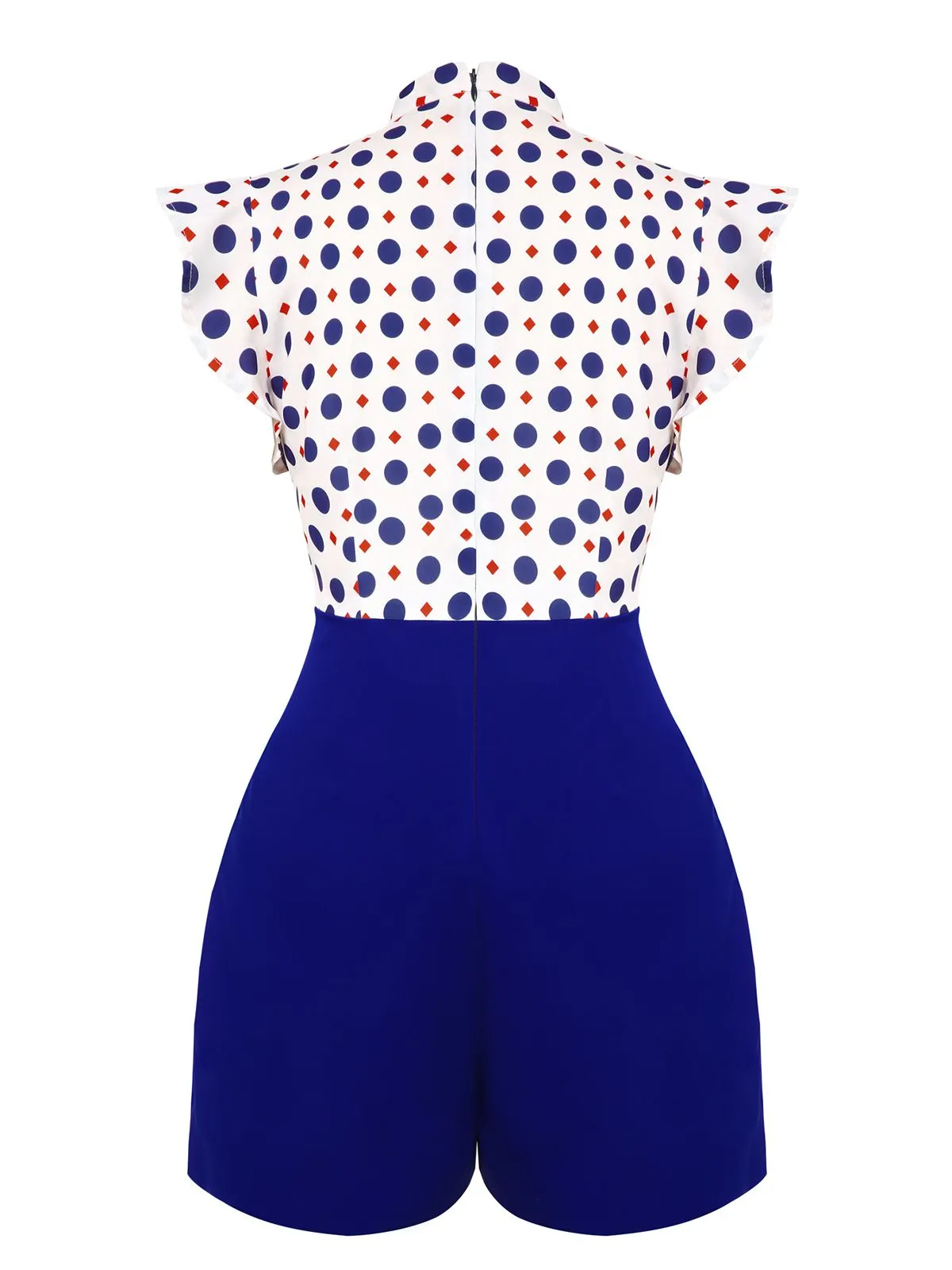 Blue 1950s Polka Dot Buttoned Romper