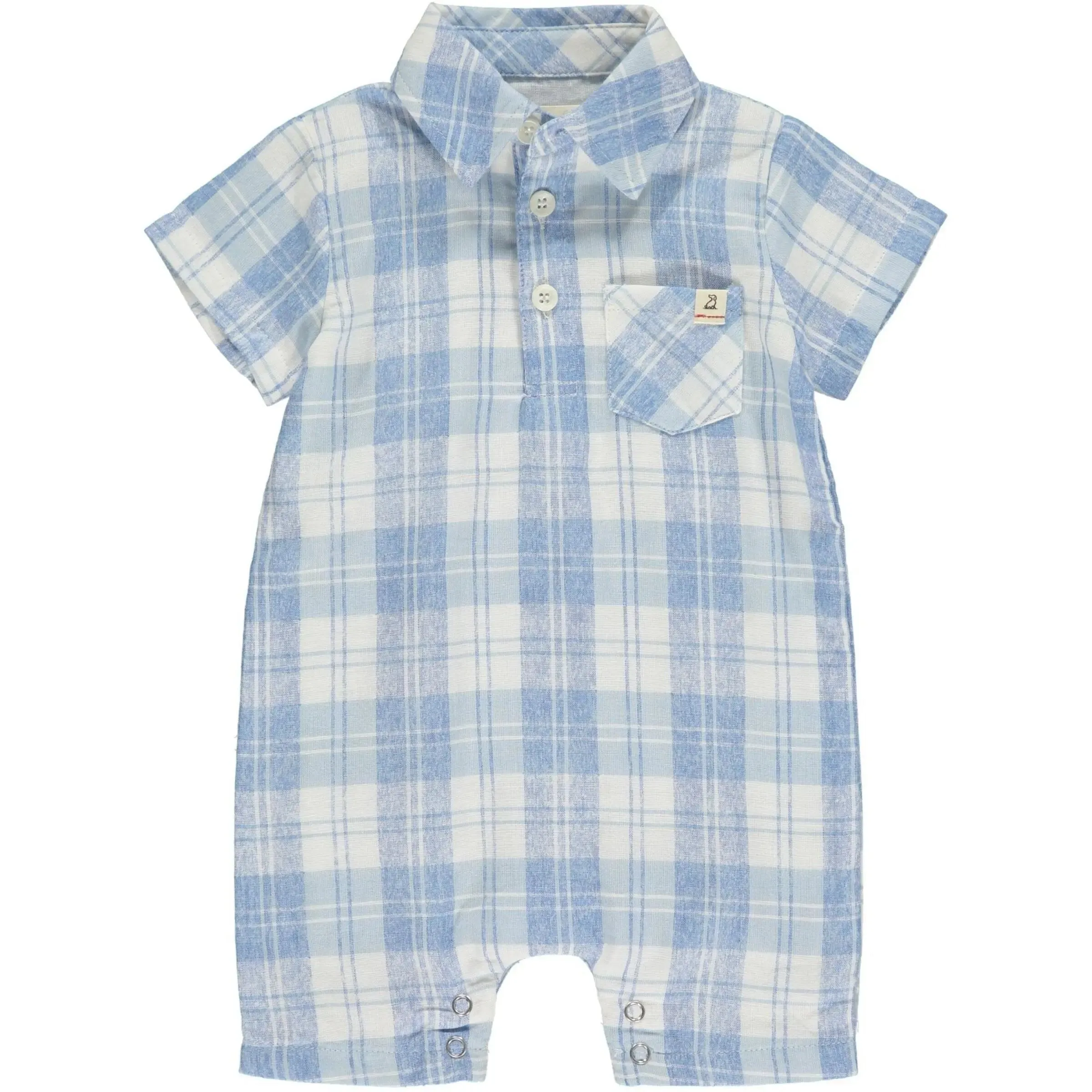 Blue plaid polo romper | Me & Henry