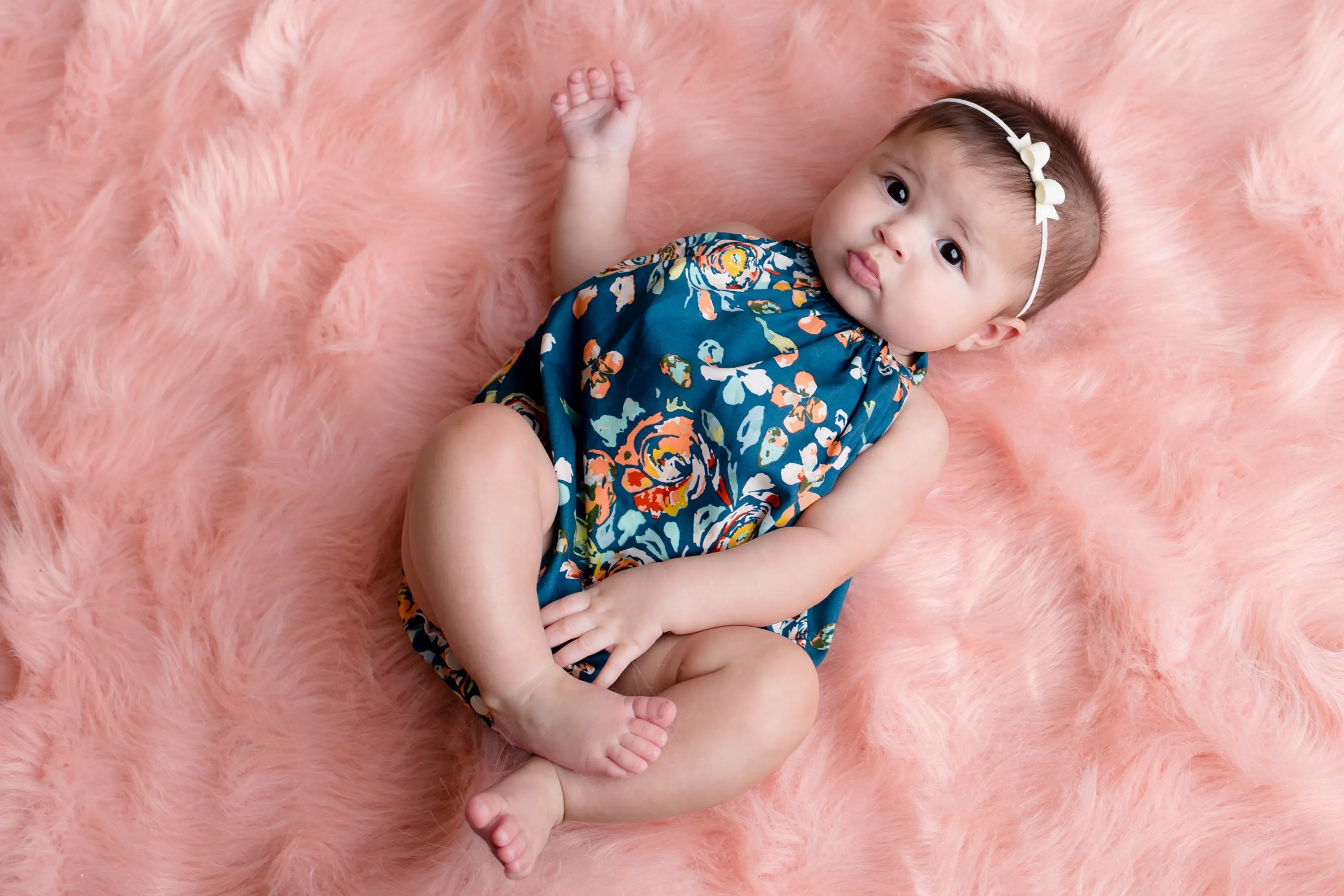 Boho Floral Bubble Romper with Head Wrap