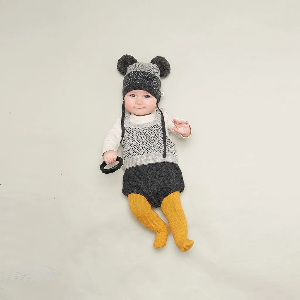 Bonnie Mob Widget Chunky Knit Baby Romper - Grey