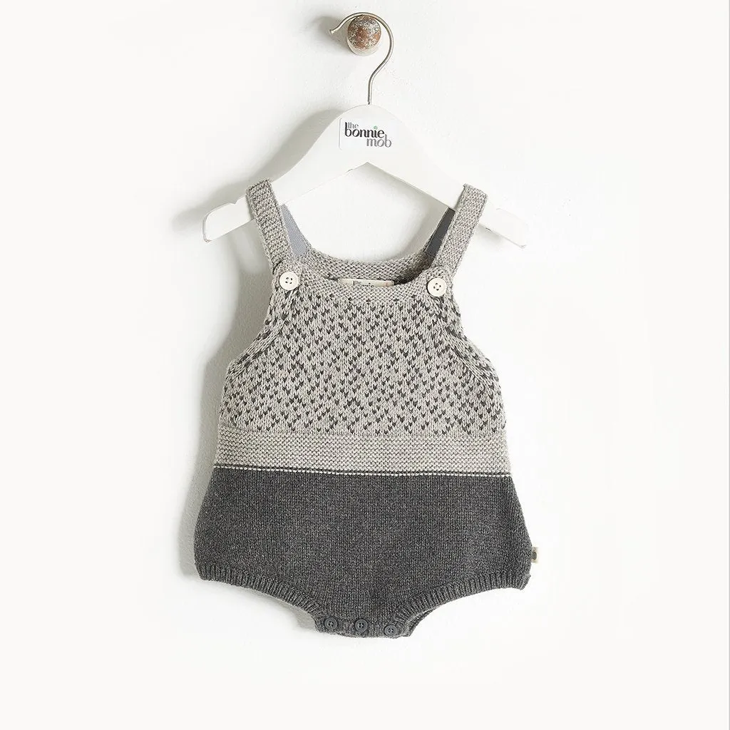 Bonnie Mob Widget Chunky Knit Baby Romper - Grey