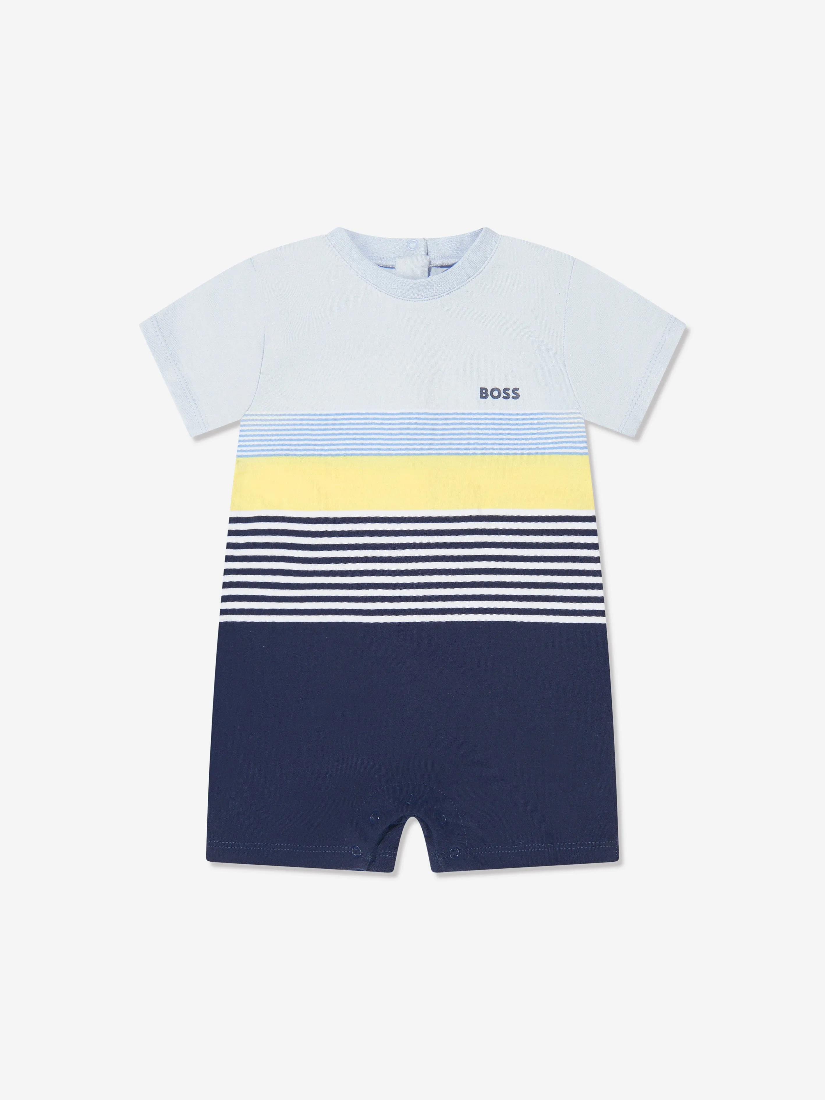 BOSS Baby Boys Organic Cotton Romper Set in Blue