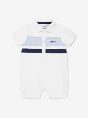 BOSS Baby Boys Polo Romper in White