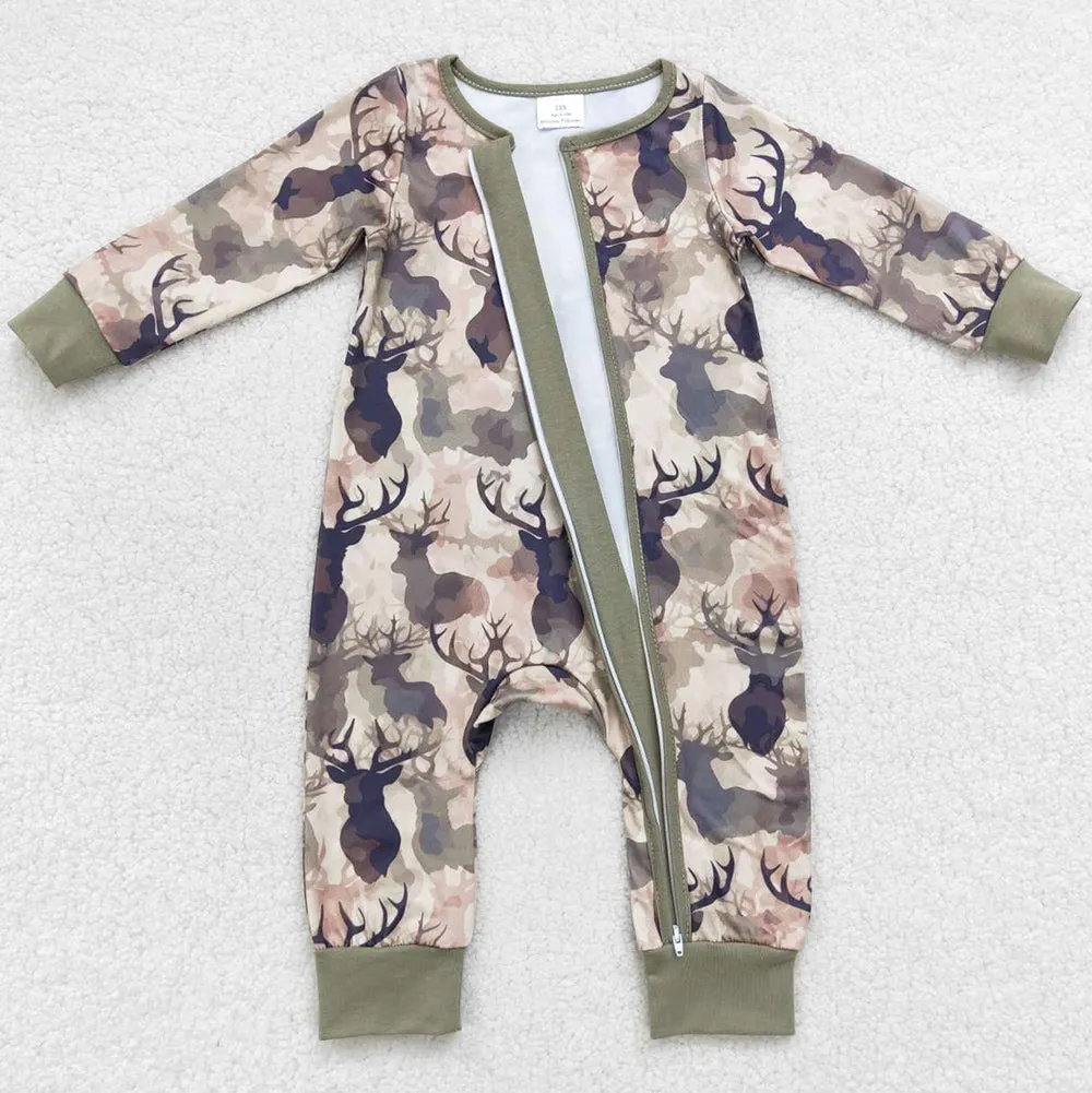 Boutique Infant Baby Kids Rompers Long Sleeve Deer Print Fall Romper LR0662