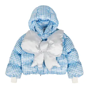 Bow Tie Puffer Coat (Gingham)