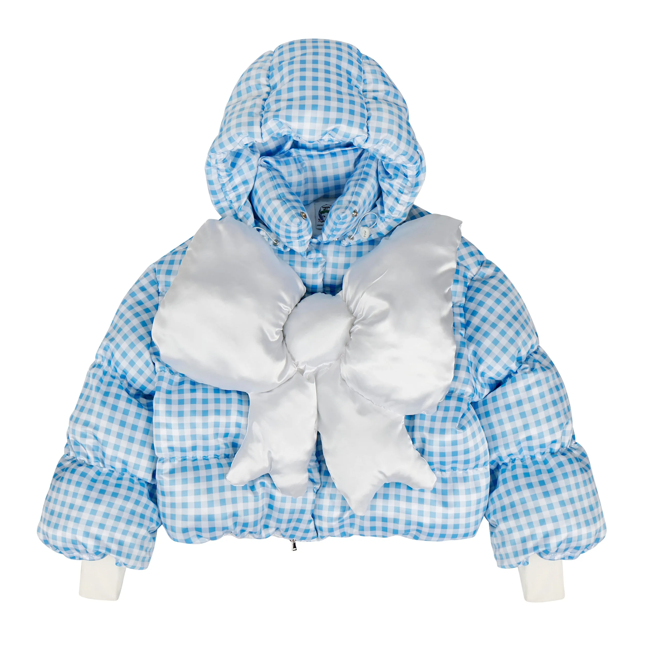 Bow Tie Puffer Coat (Gingham)