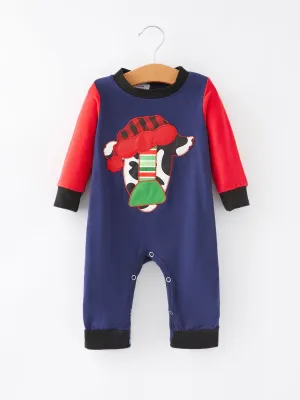 Boys Cow Applique Embroidered Romper