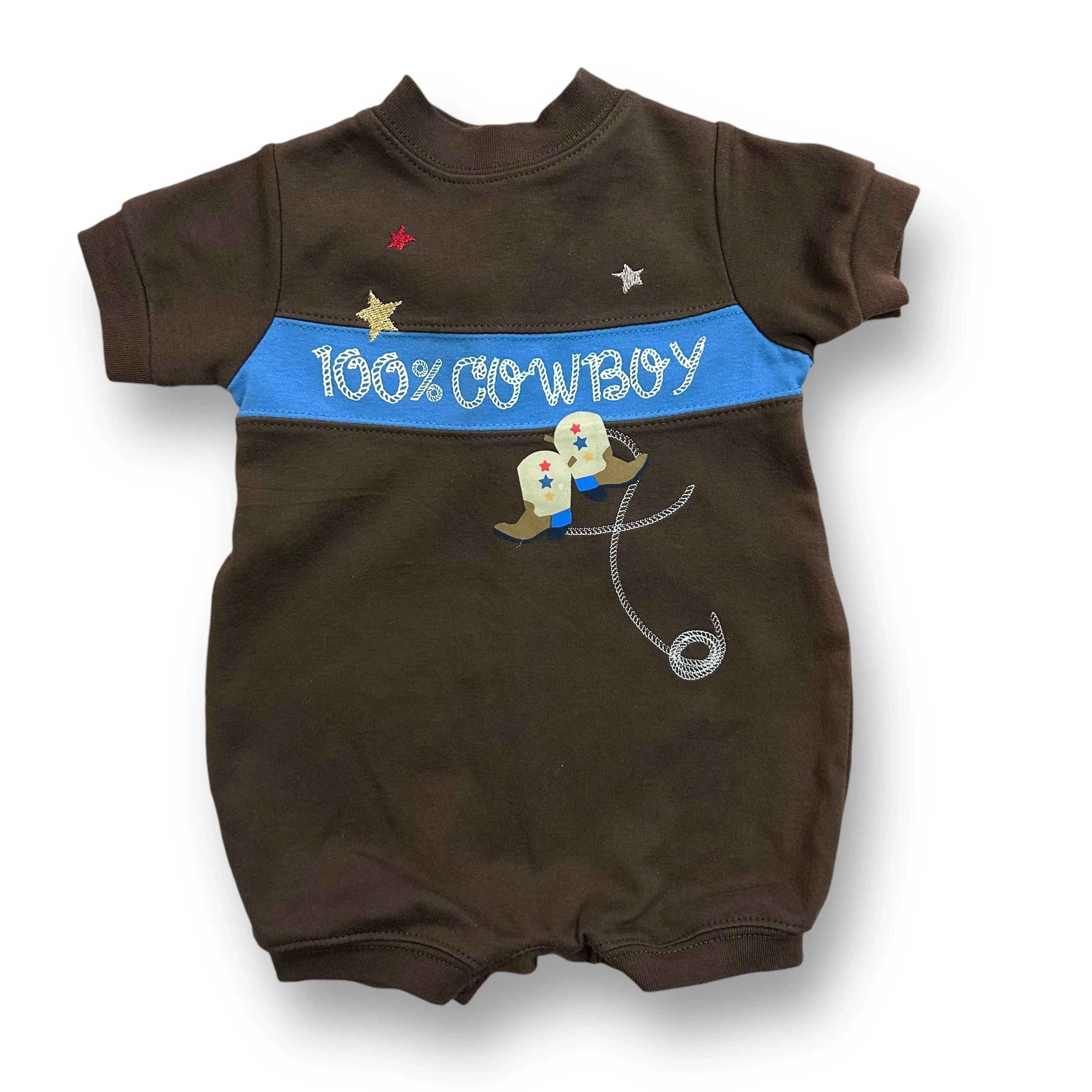 Boys Okie Dokie Size 0-3 Months Cowboy Snap Bottom Romper