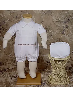 Boys Smocked Christening Romper