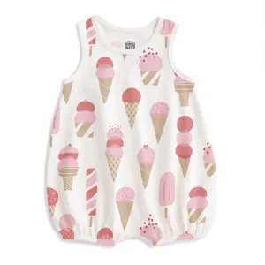 Bubble Romper - Ice Cream Red & Pink