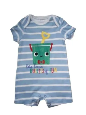 Buckets of Fun baby Boys Blue Striped Romper