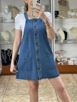 Button Down Overall Mini Denim Dress