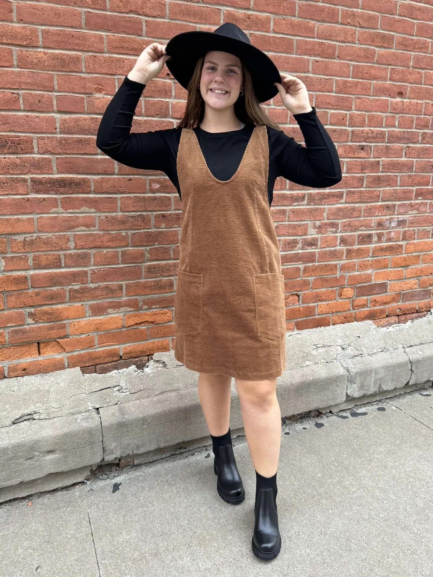 Camel Casual Corduroy Dress